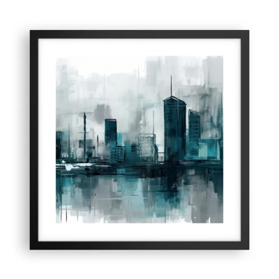 Póster en marco negro - Ciudad color lluvia - 40x40 cm