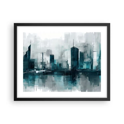 Póster en marco negro - Ciudad color lluvia - 50x40 cm