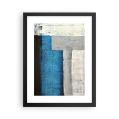 Póster en marco negro - Composición poética de gris y azul - 30x40 cm