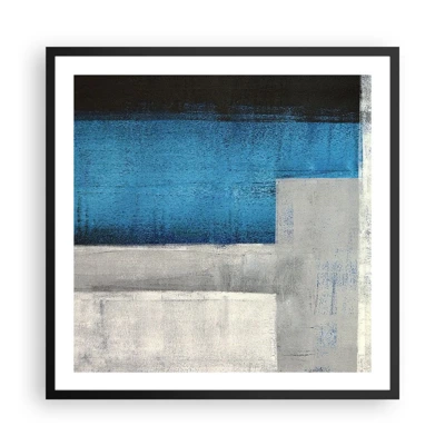 Póster en marco negro - Composición poética de gris y azul - 60x60 cm