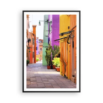 Póster en marco negro - El callejón arco iris - 70x100 cm