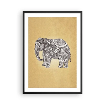 Póster en marco negro - El elefante decorado - 50x70 cm