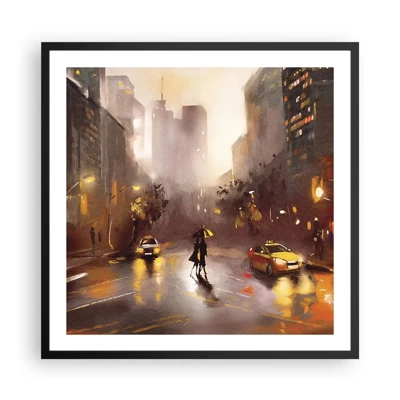 Póster en marco negro - En las luces de Nueva York - 60x60 cm