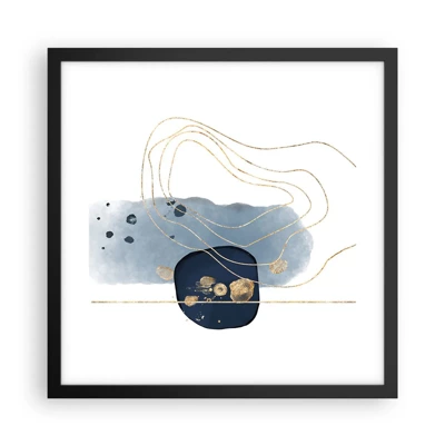 Póster en marco negro - Fantasía azul y oro - 40x40 cm