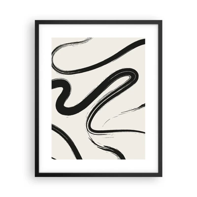 Póster en marco negro - Fantasía en blanco y negro - 40x50 cm