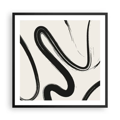 Póster en marco negro - Fantasía en blanco y negro - 60x60 cm