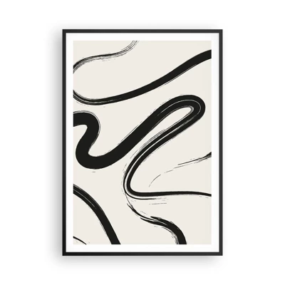 Póster en marco negro - Fantasía en blanco y negro - 70x100 cm
