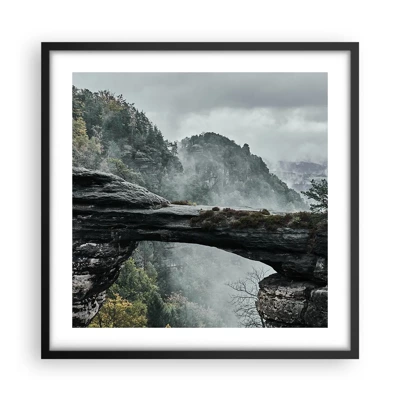 Póster en marco negro - La aventura está a punto de comenzar - 50x50 cm