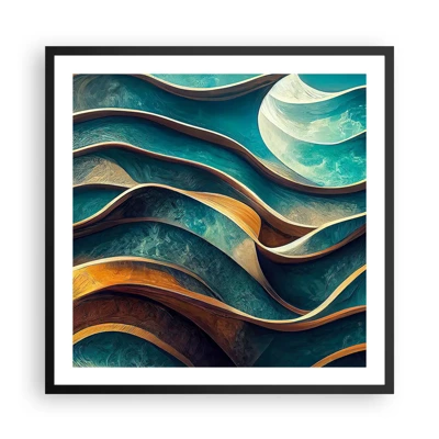 Póster en marco negro - Meandros de azul - 60x60 cm