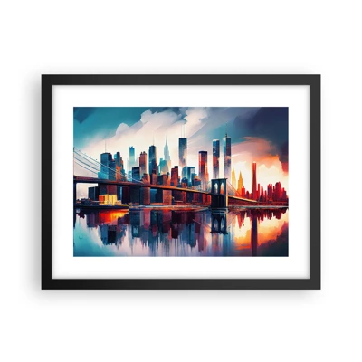 Póster en marco negro - Nueva York siempre luce - 40x30 cm