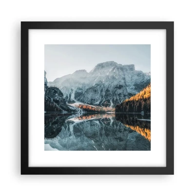 Póster en marco negro - Paisaje en el espejo - 30x30 cm