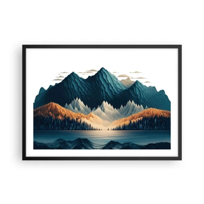 Póster en marco negro - Paisaje perfecto de montañas - 70x50 cm