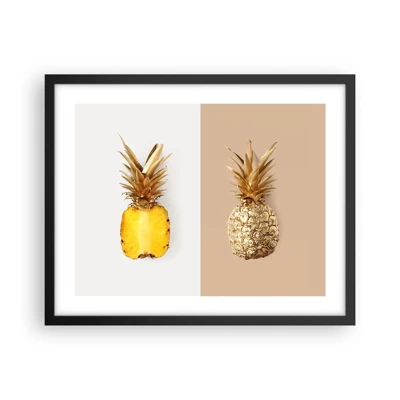 Póster en marco negro - Piña y media - 50x40 cm