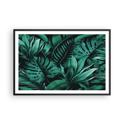 Póster en marco negro - Profundidad del verde tropical - 91x61 cm