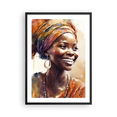 Póster en marco negro - Reina africana - 50x70 cm