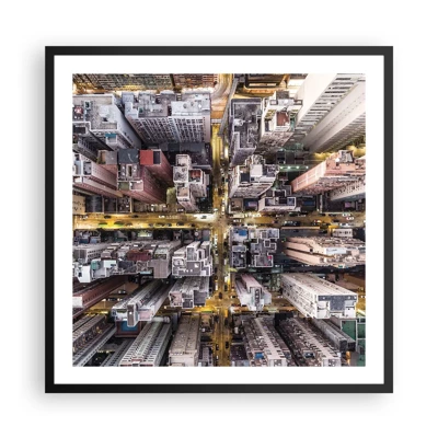 Póster en marco negro - Saludos desde Hong Kong - 60x60 cm
