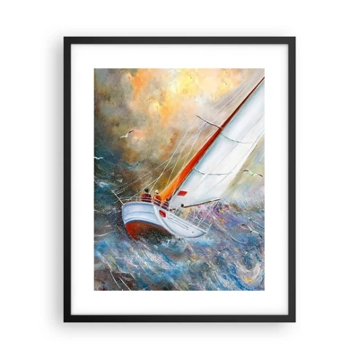 Póster en marco negro - Surcando las olas - 40x50 cm