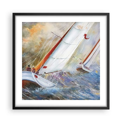 Póster en marco negro - Surcando las olas - 50x50 cm