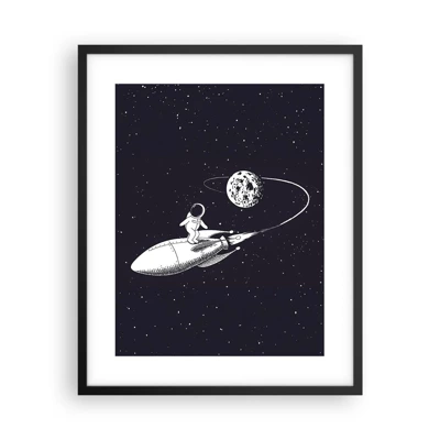 Póster en marco negro - Surfista espacial - 40x50 cm