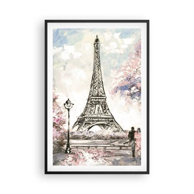 Póster en marco negro - Un paseo por París en abril - 61x91 cm