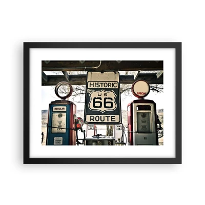 Póster en marco negro - Un viaje retro americano - 40x30 cm