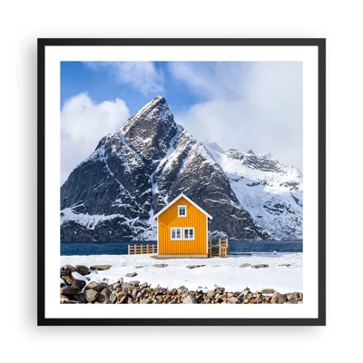 Póster en marco negro - Vacaciones escandinavas - 60x60 cm