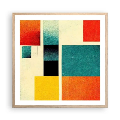 Póster en marco roble claro - Abstracción geométrica - buena energía - 60x60 cm