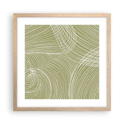 Póster en marco roble claro - Abstracción intrincada en blanco - 40x40 cm