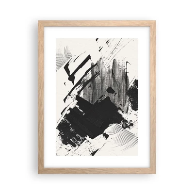 Póster en marco roble claro - Abstracción: la expresión del negro - 30x40 cm