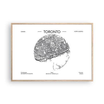 Póster en marco roble claro - Anatomía de Toronto - 100x70 cm