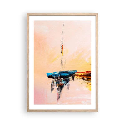 Póster en marco roble claro - Atardecer en el puerto deportivo - 50x70 cm