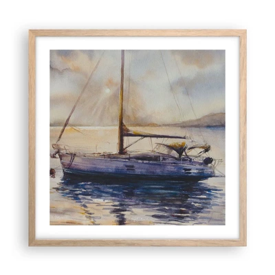 Póster en marco roble claro - Atardecer en la bahía - 50x50 cm