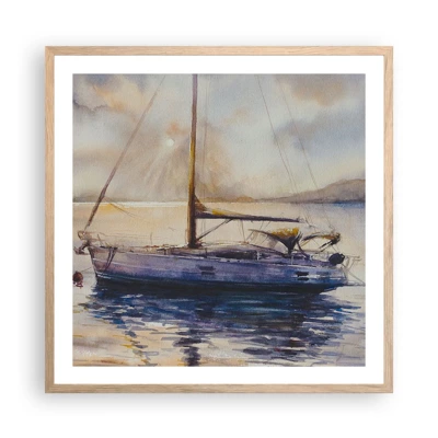 Póster en marco roble claro - Atardecer en la bahía - 60x60 cm