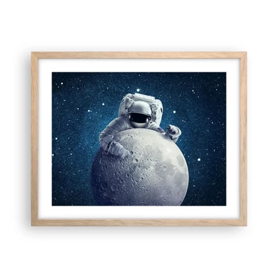 Póster en marco roble claro - Bromista espacial - 50x40 cm