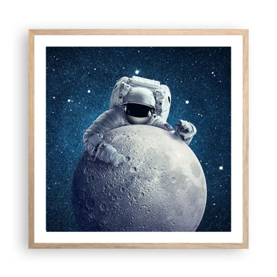 Póster en marco roble claro - Bromista espacial - 60x60 cm