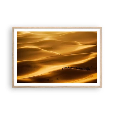 Póster en marco roble claro - Caravana sobre las olas del desierto - 91x61 cm