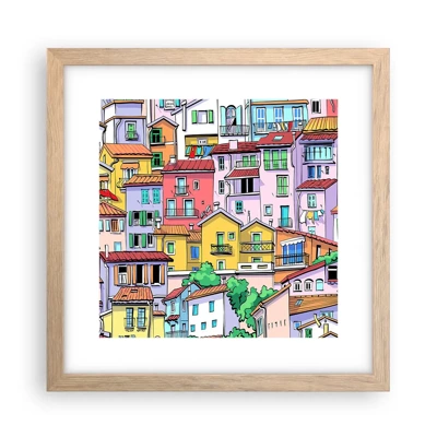 Póster en marco roble claro - Ciudad alegre - 30x30 cm