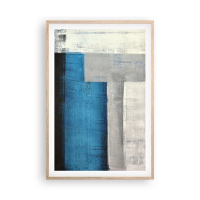 Póster en marco roble claro - Composición poética de gris y azul - 61x91 cm