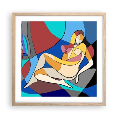 Póster en marco roble claro - Desnudo cubista - 50x50 cm