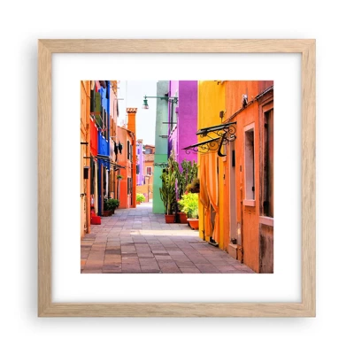 Póster en marco roble claro - El callejón arco iris - 30x30 cm