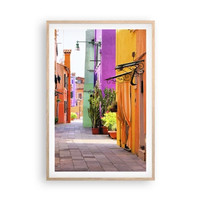 Póster en marco roble claro - El callejón arco iris - 61x91 cm