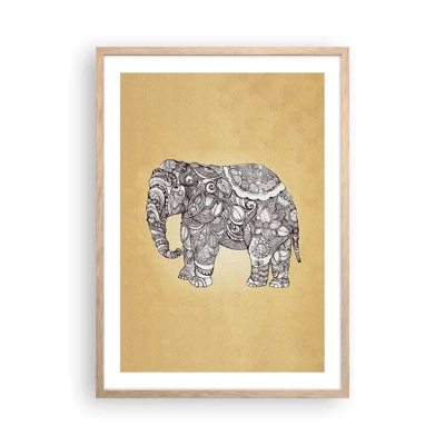 Póster en marco roble claro - El elefante decorado - 50x70 cm