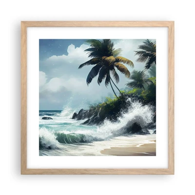 Póster en marco roble claro - En una costa tropical - 40x40 cm