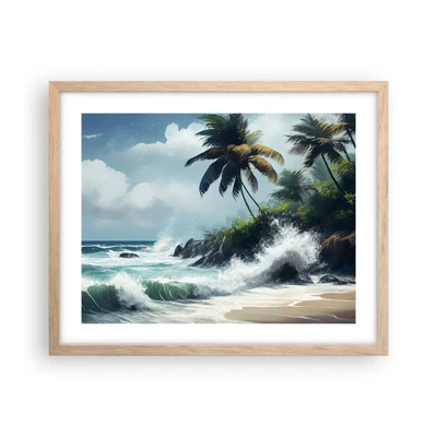 Póster en marco roble claro - En una costa tropical - 50x40 cm