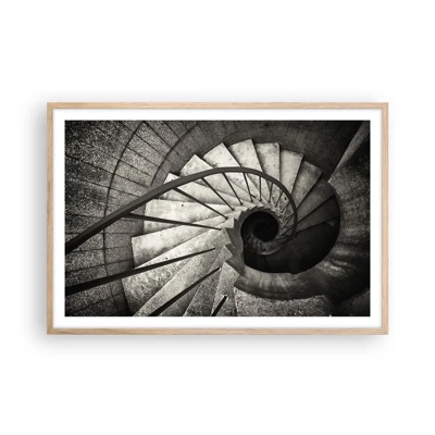 Póster en marco roble claro - Escaleras arriba, escaleras abajo - 91x61 cm
