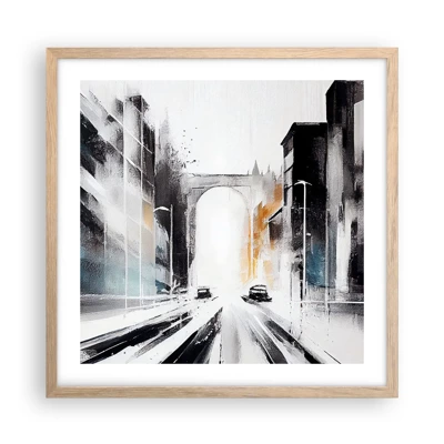 Póster en marco roble claro - Estudio de la ciudad: arquitectura y movimiento - 50x50 cm