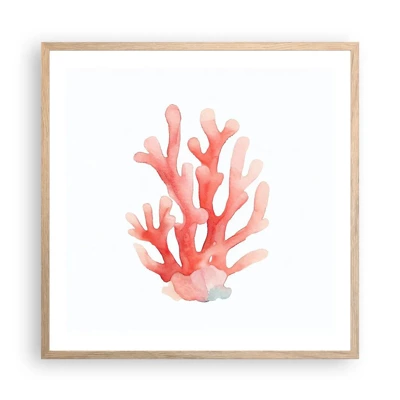 Póster en marco roble claro - La hermosura del color coral - 60x60 cm