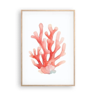 Póster en marco roble claro - La hermosura del color coral - 70x100 cm