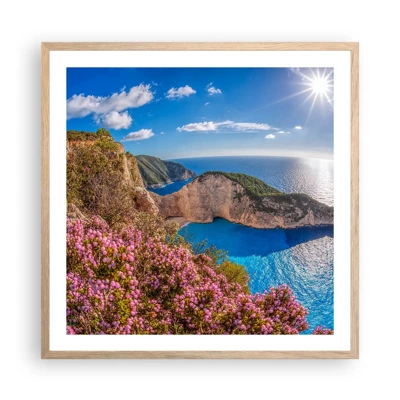 Póster en marco roble claro - Mis grandes vacaciones en Grecia - 60x60 cm