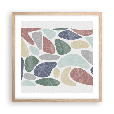Póster en marco roble claro - Mosaico de colores empolvados - 50x50 cm